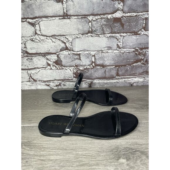 Stuart Weitzman Black Sawyer Jelly Flats Slides Sandals Women’s Sz 7M US/37.5EU - Picture 12 of 16